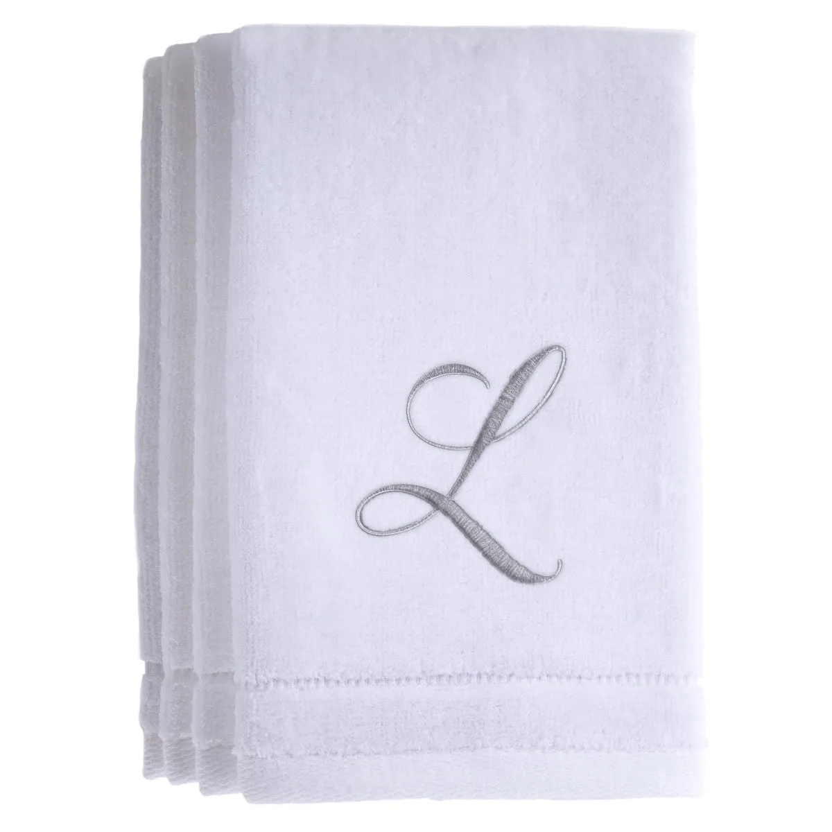 Set of 4 monogrammed towels - Initial L (Wholesale)