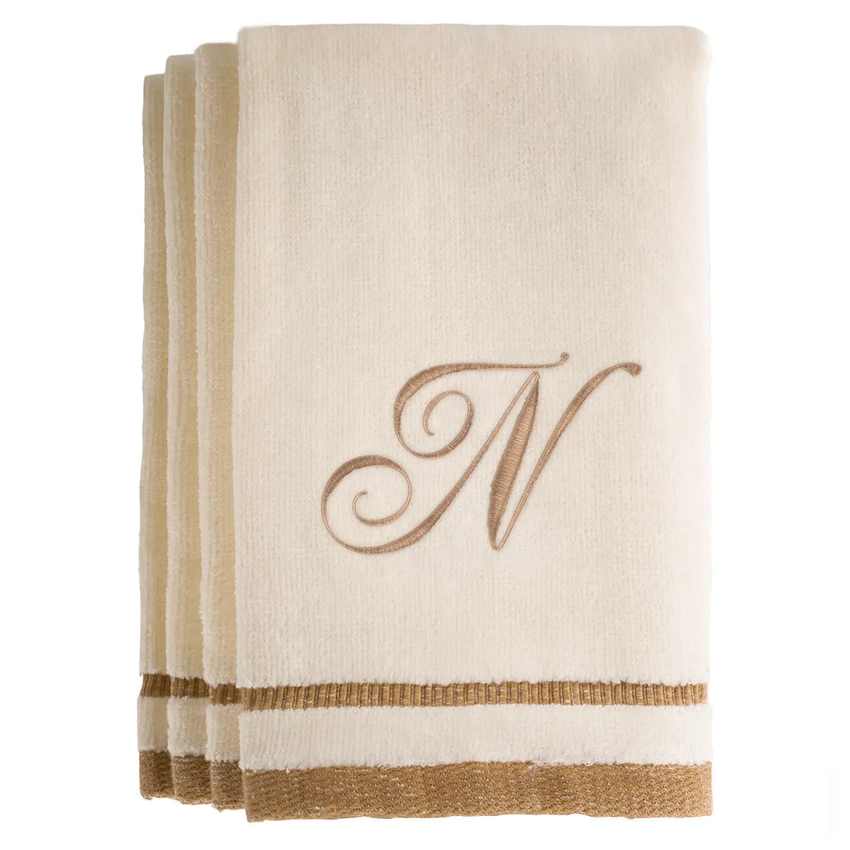 Set of 4 monogrammed towels - Initial N (Wholesale)