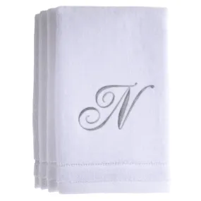 Set of 4 monogrammed towels - Initial N