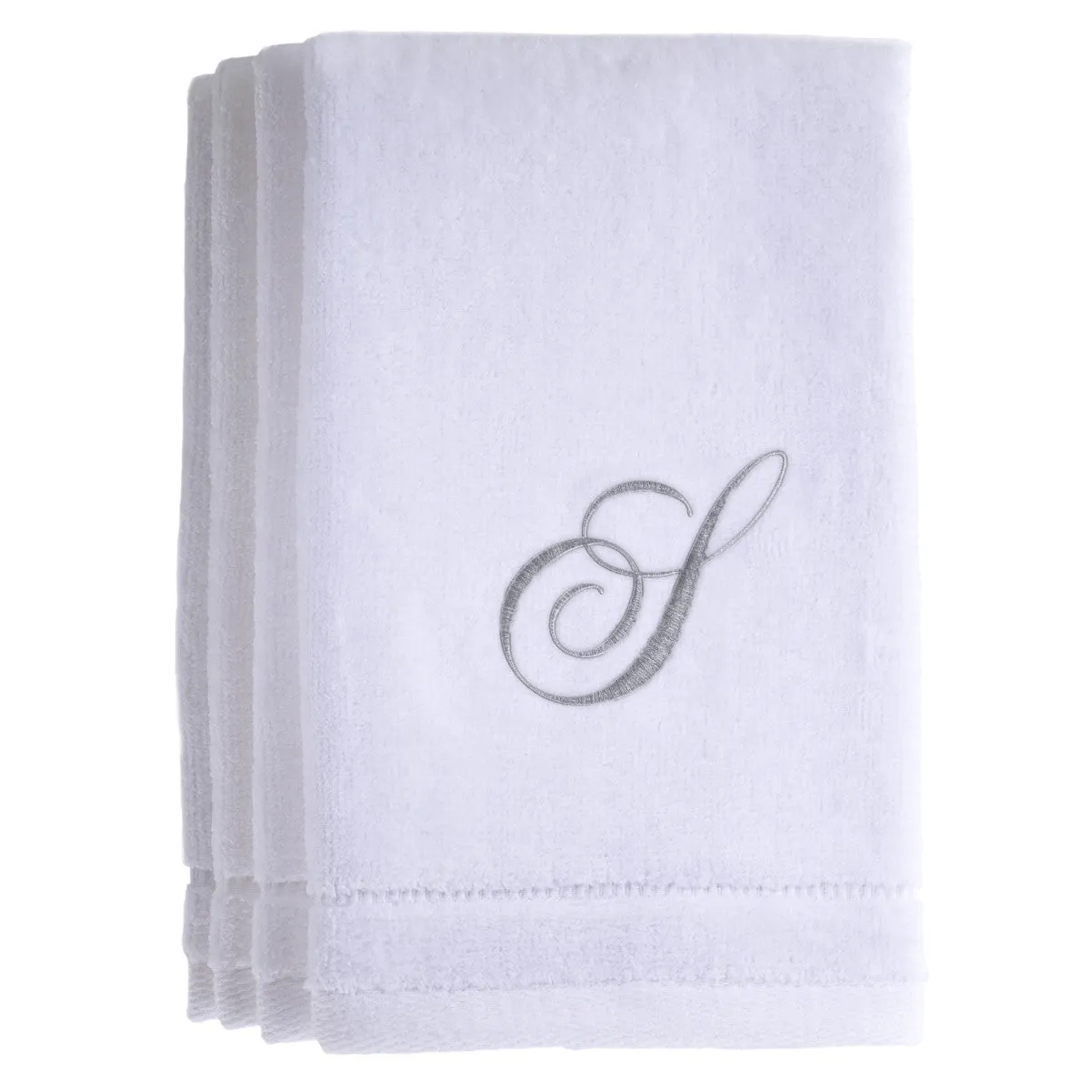 Set of 4 monogrammed towels - Initial S (Wholesale)