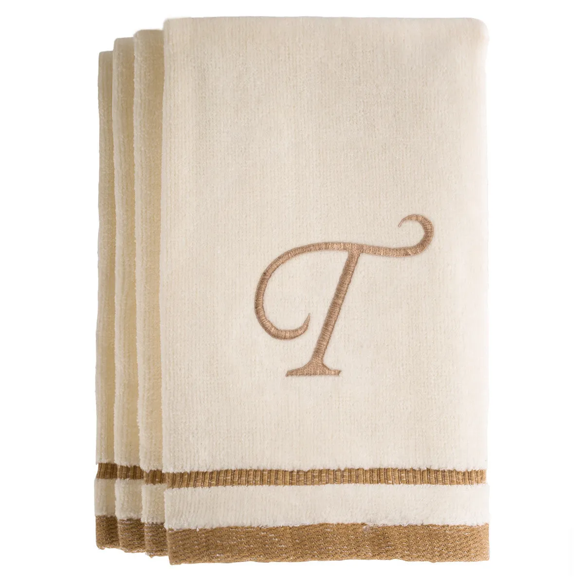 Set of 4 monogrammed towels - Initial T (Wholesale)