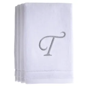 Set of 4 monogrammed towels - Initial T