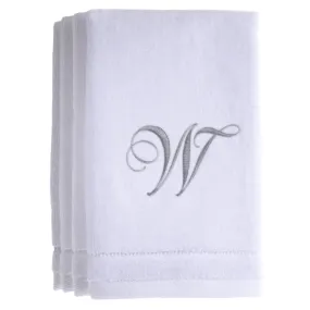 Set of 4 monogrammed towels - Initial W (Wholesale)