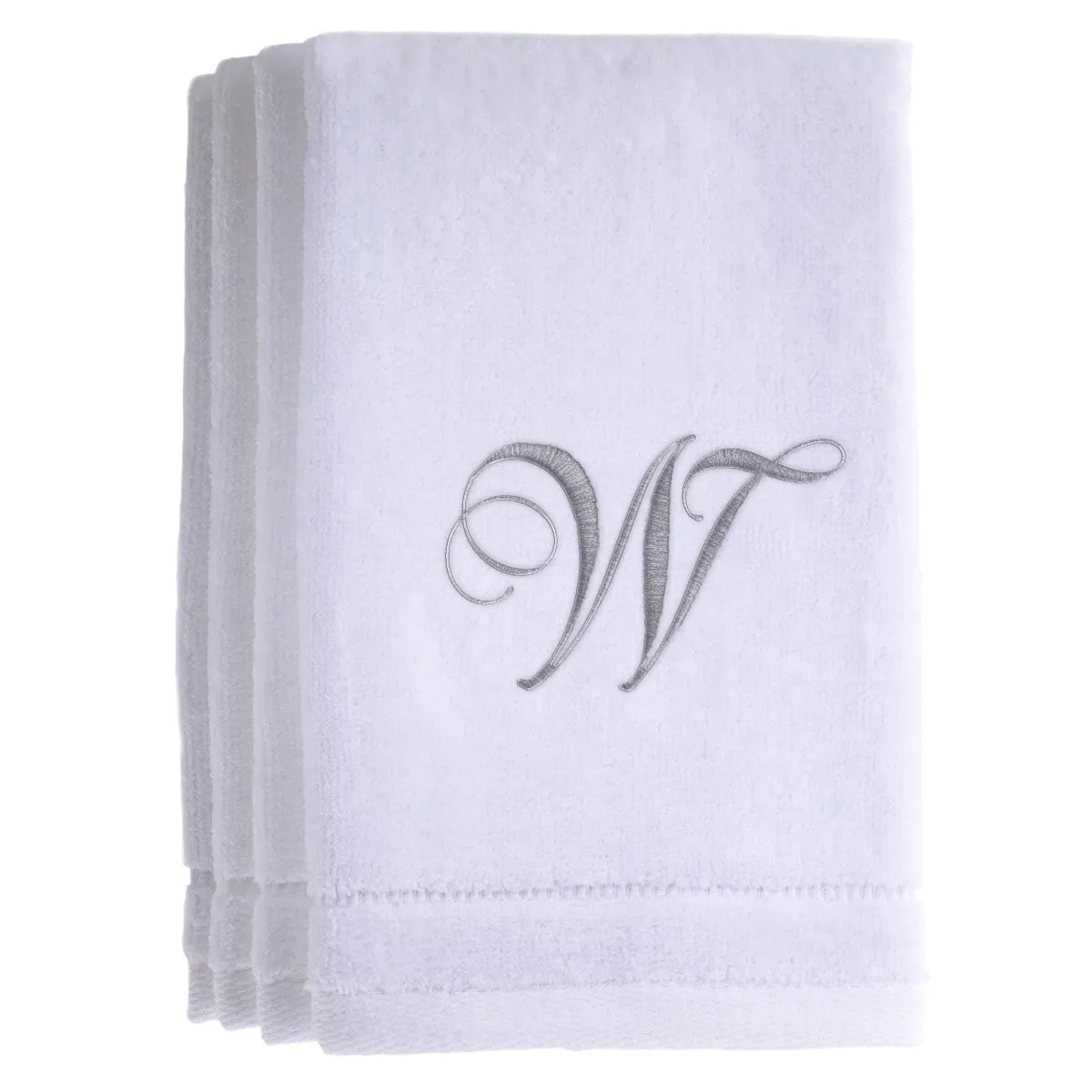 Set of 4 monogrammed towels - Initial W (Wholesale)