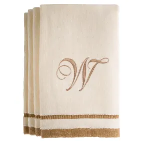 Set of 4 monogrammed towels - Initial W (Wholesale)