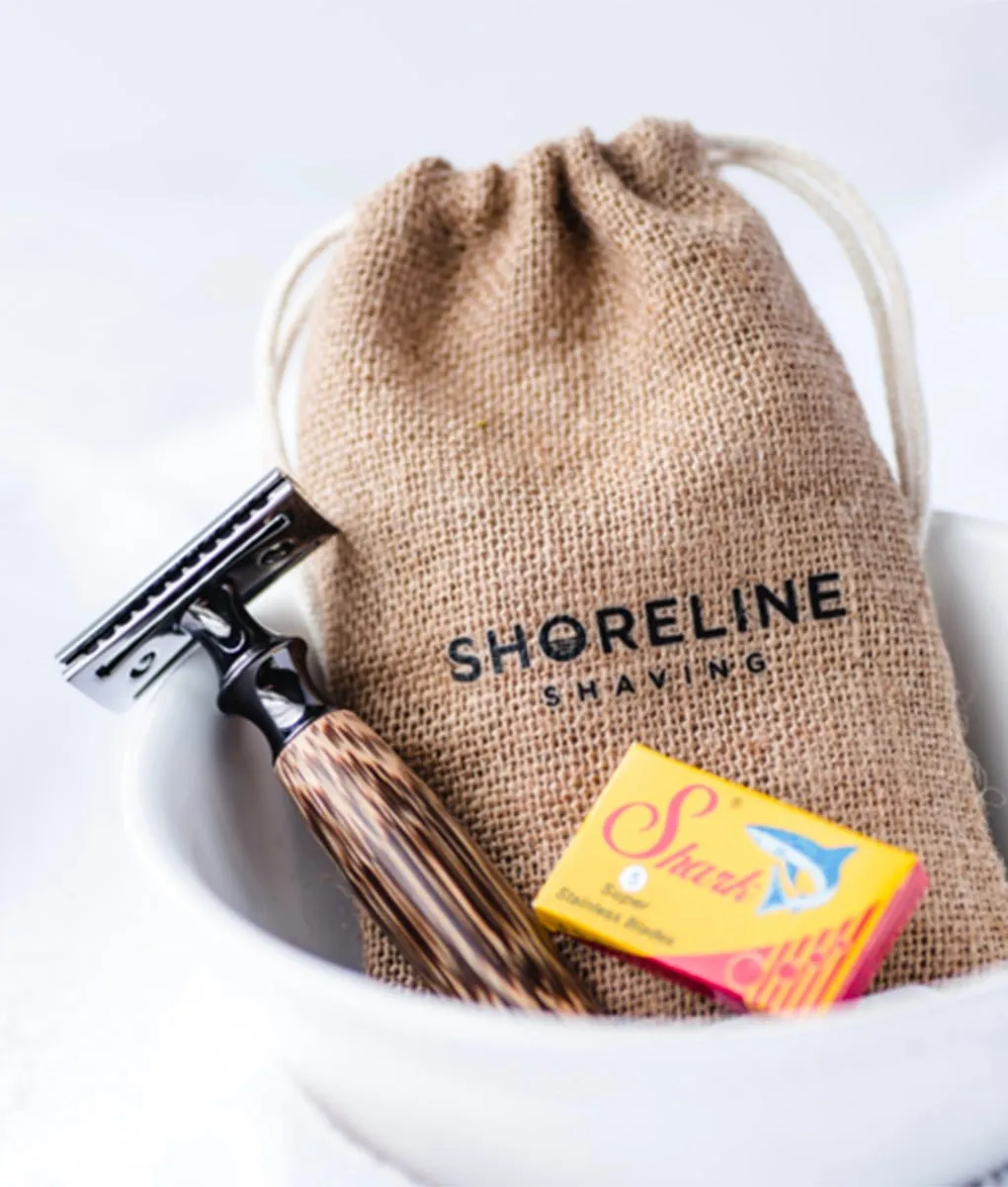 Shoreline Shaving Bamboo Safety Razor Travel Set