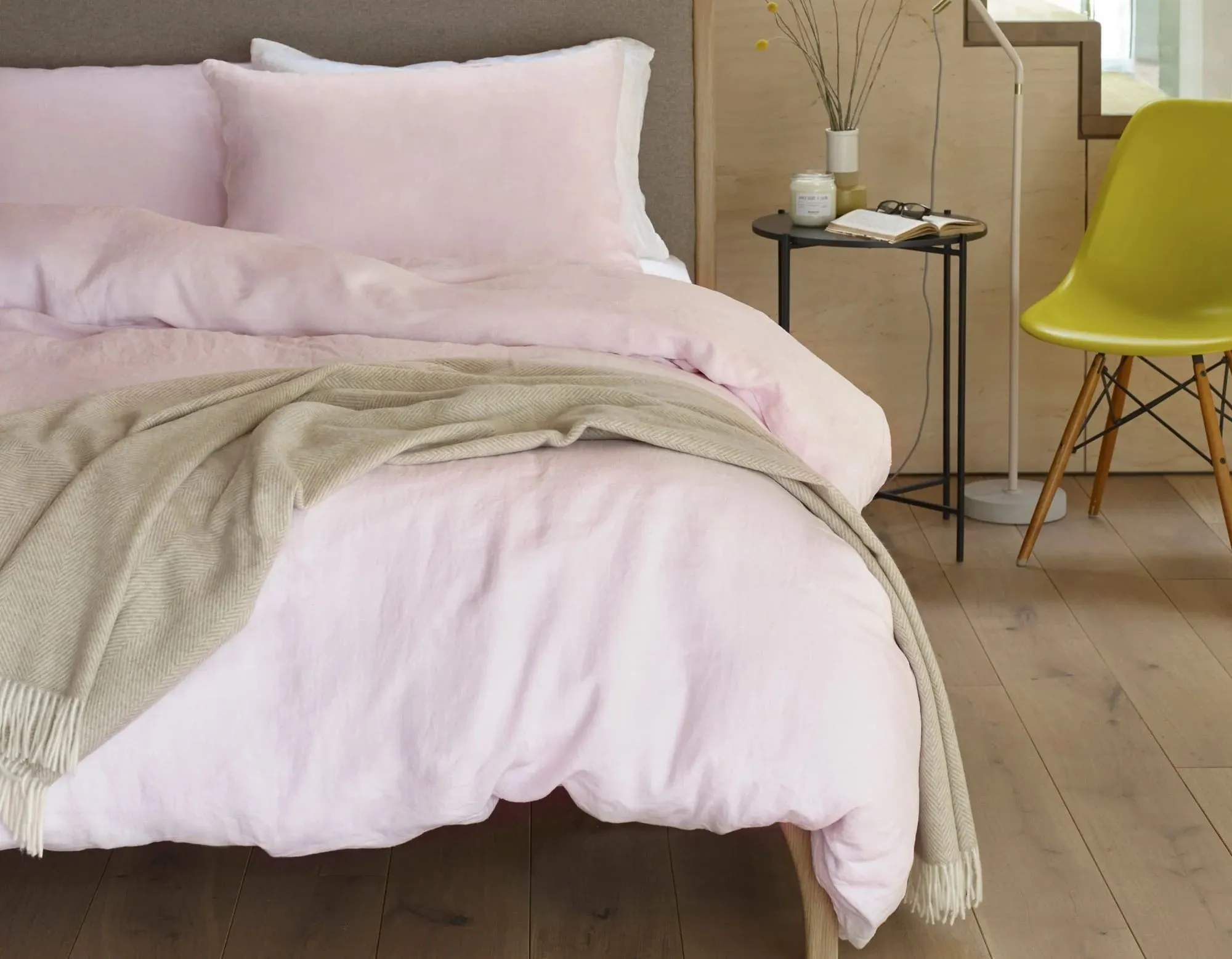 Single Linen Bedding Bundle - Soft Pink