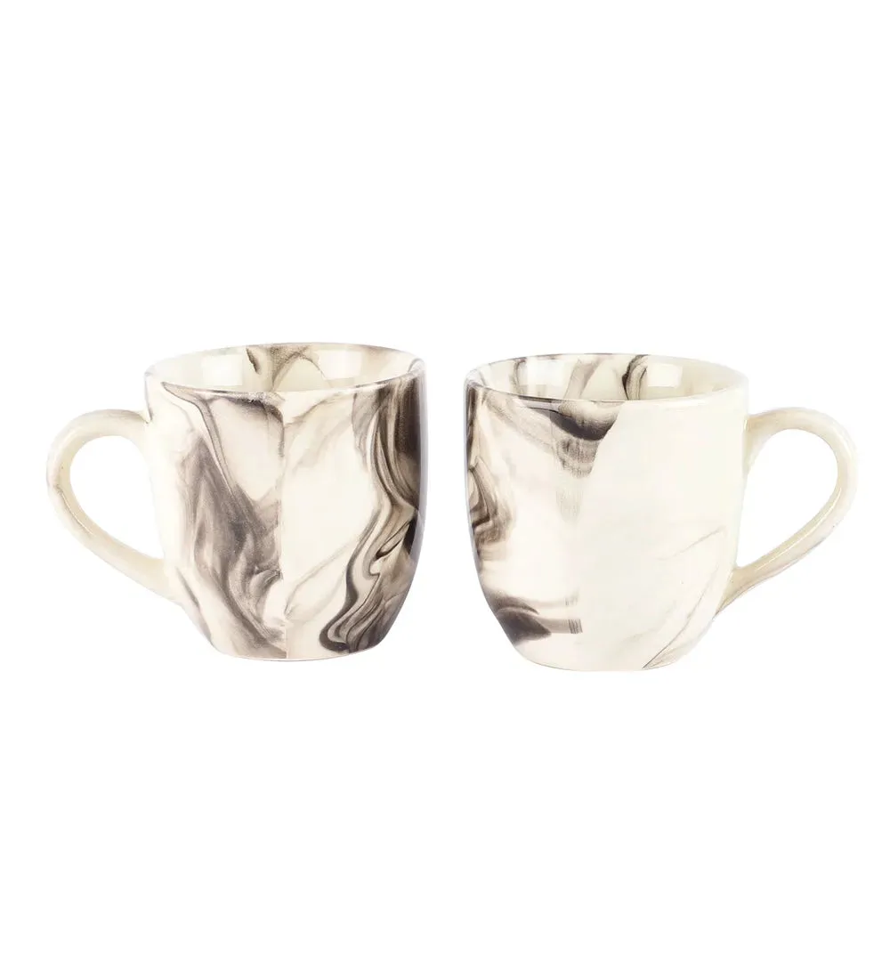 Smoky Italian Printed Ceramic Tea Cups | Set of 6 | 200 ML