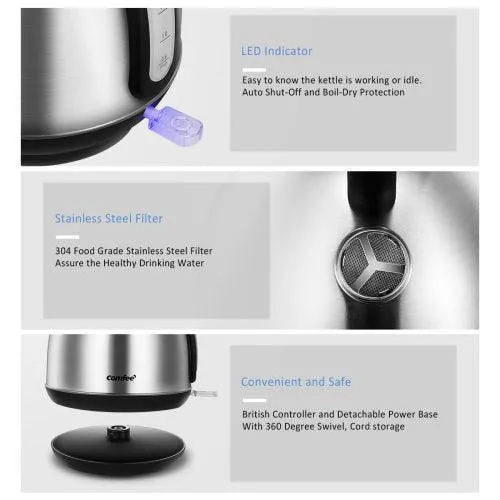 Stainless Steel Inner Pot and Lid Electric Kettle with Water Filter