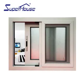 Superhouse Australia standard white color powder coating aluminum sliding windows with mosquito net