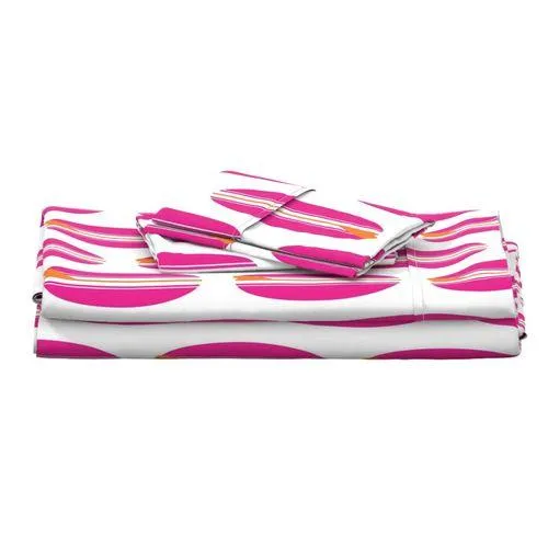 Surfer Girl Pink and Juicy Orange Classic Surfboards Sheet Set from Surfer Bedding™️ Large Scale