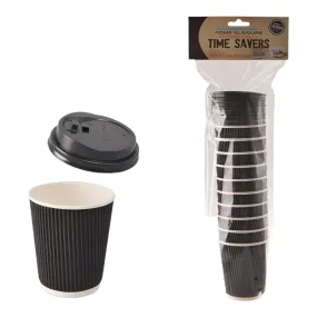 Time Savers 250ml Disposable Picnic Ripple Paper Coffee Cup 10pack