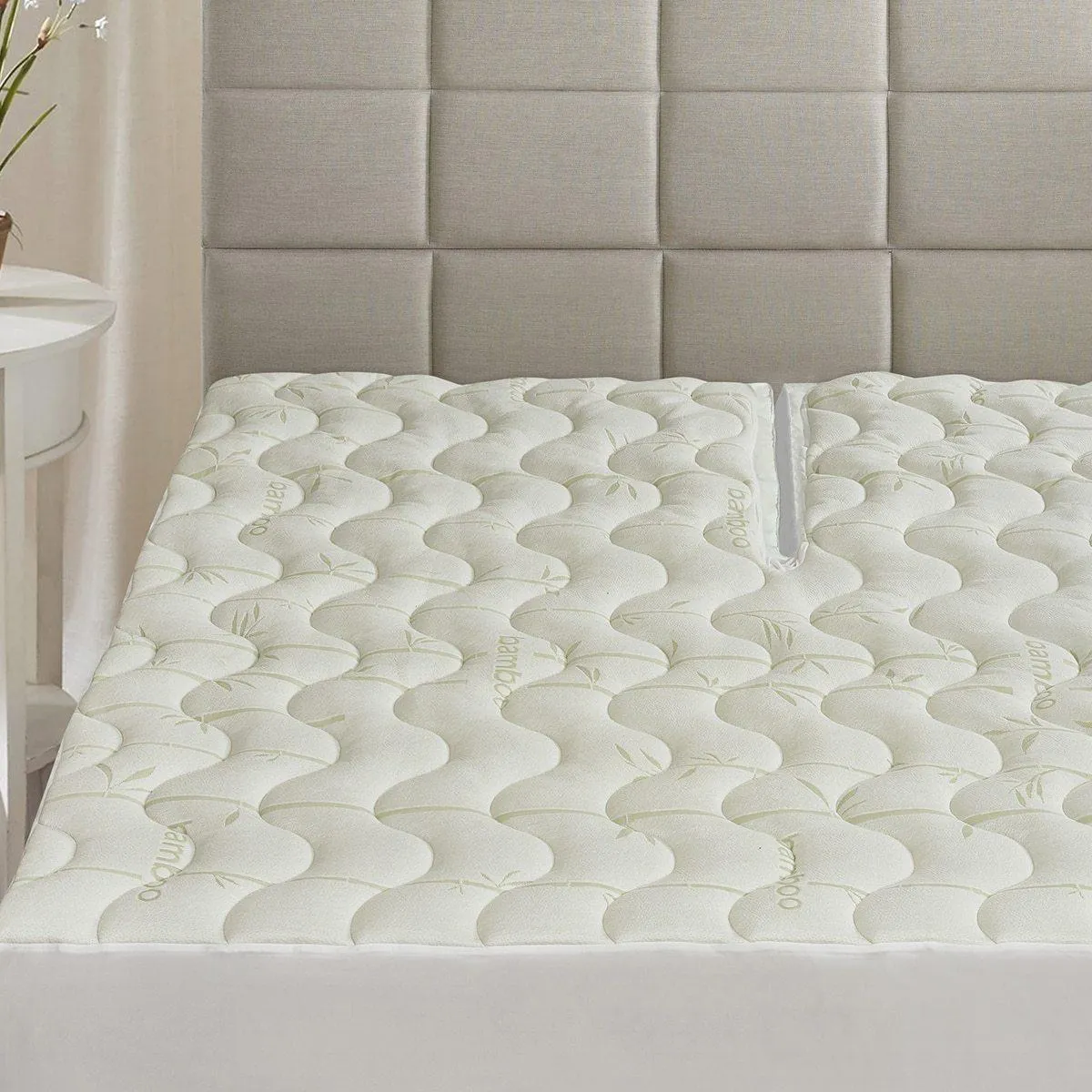 Top Split King ( Flex King ) Waterproof Bamboo Jacquard Mattress Pad