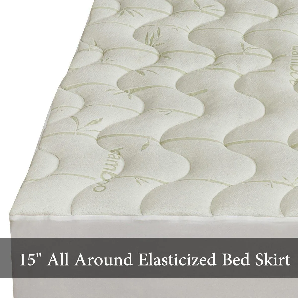 Top Split King ( Flex King ) Waterproof Bamboo Jacquard Mattress Pad