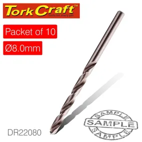 TORK CRAFT DRILL HSS 8.0MM 135DEG 10 PACK INDUSTRIAL BIT DR22080