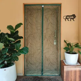 TurtleGrip Door Mosquito Net Curtains with Magnet's New Leaf Pattern. Full Frame Hook & Loop for Main Doors, Bedroom, Kitchen & Balcony Doors(190x90cm,ForestGreen)