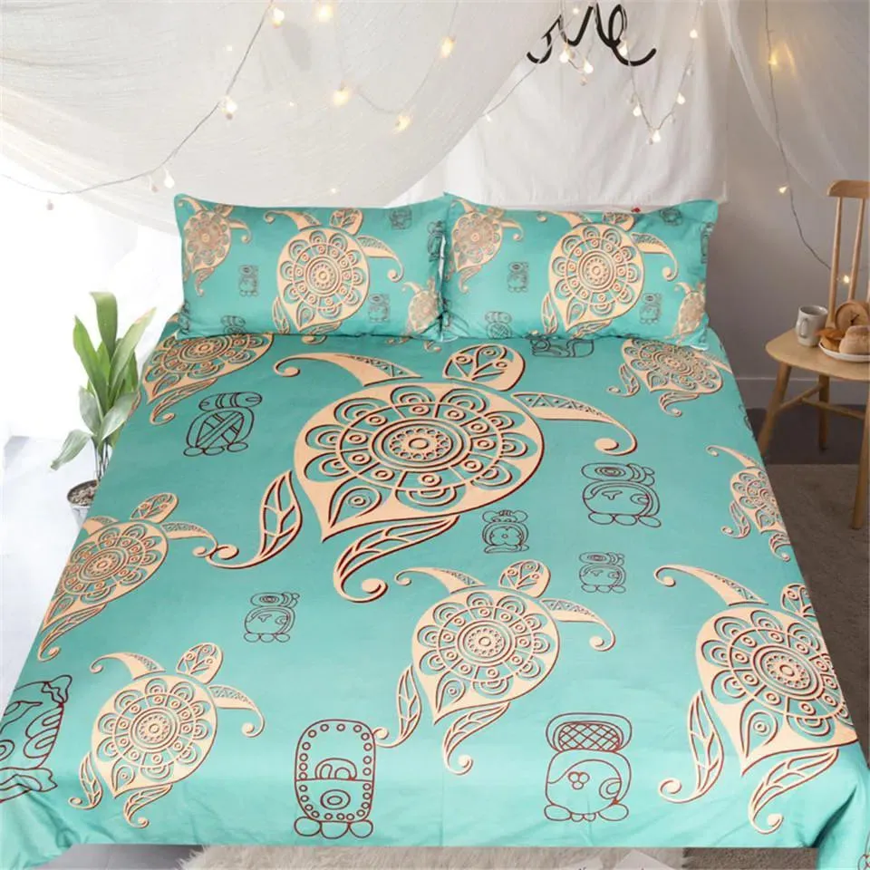 Turtles In Turquoise Bedding Set