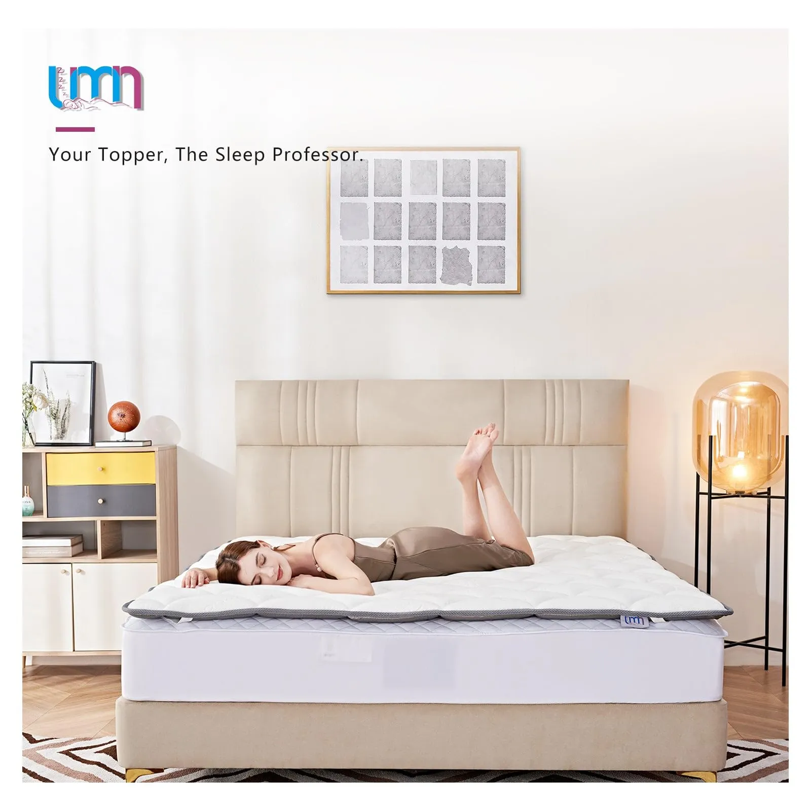 UMN Mattress Topper Full Size - Soft Foldable Memory Foam Mattress Pad - 2 Inch Thin Cooling Breathable Mattress Protector for Back Pain Pressure Relief