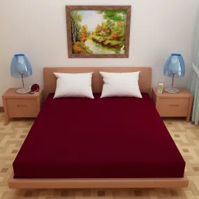 Urbane Home Waterproof Double Bed Mattress Cover|Breathable Terry Cotton Surface & Elastic Fitted Mattress Protector,6 x 6.5 Ft. (Maroon))