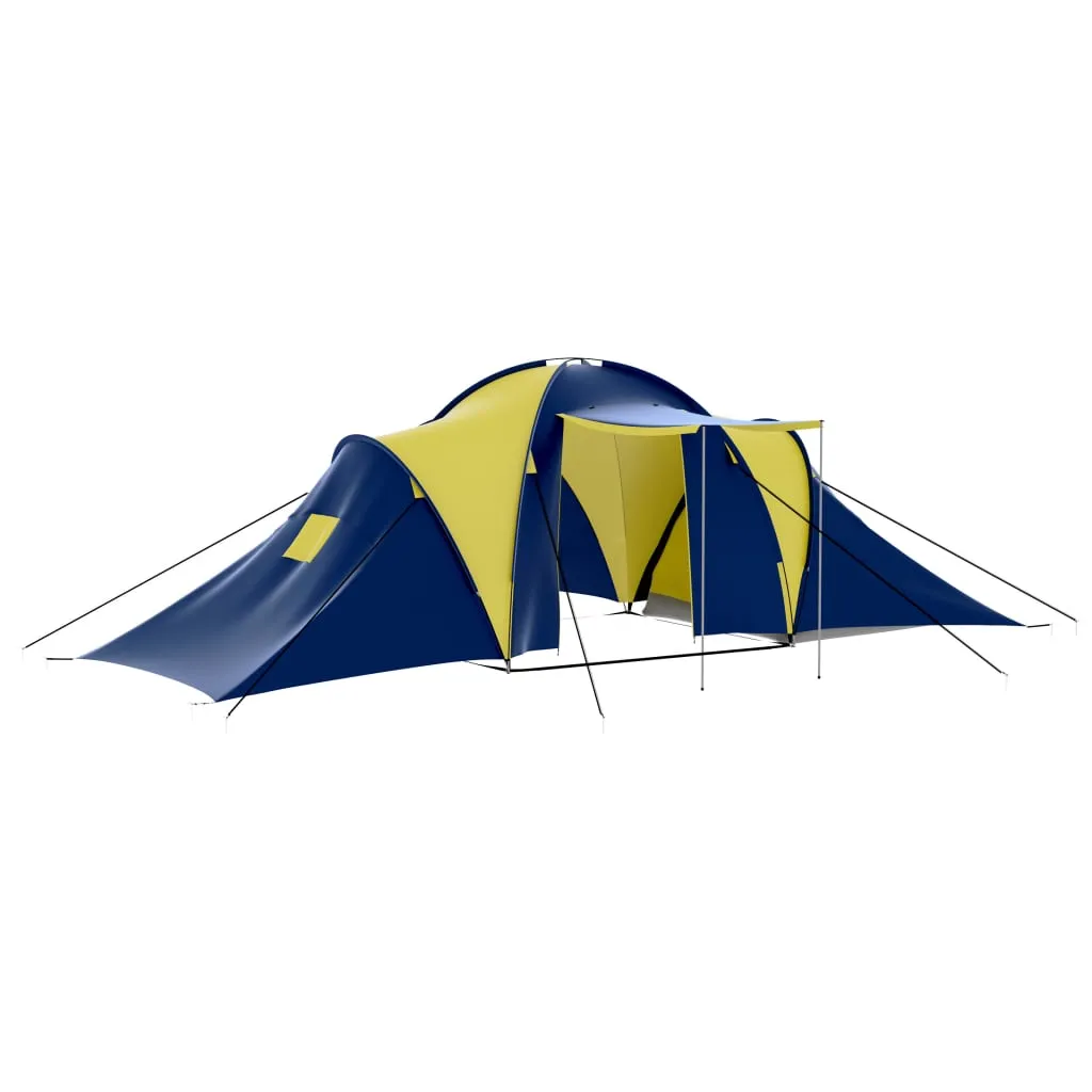 vidaXL Camping Tent Fabric 9 Persons Blue and Yellow - Spacious and Durable