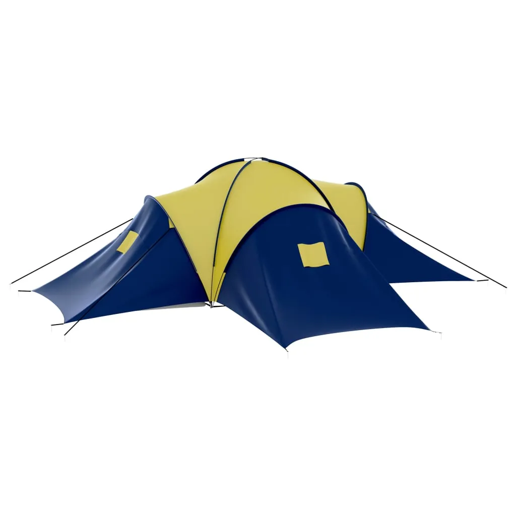 vidaXL Camping Tent Fabric 9 Persons Blue and Yellow - Spacious and Durable