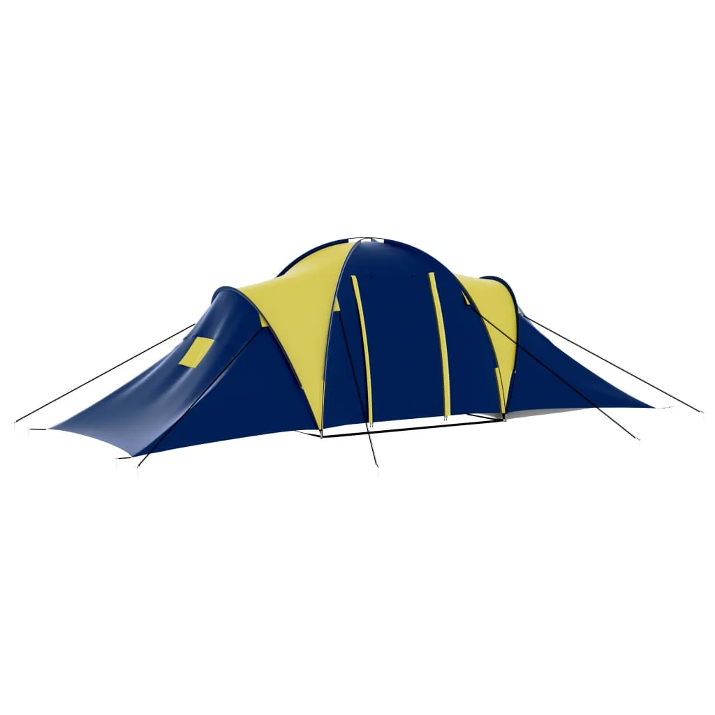 vidaXL Camping Tent Fabric 9 Persons Blue and Yellow - Spacious and Durable