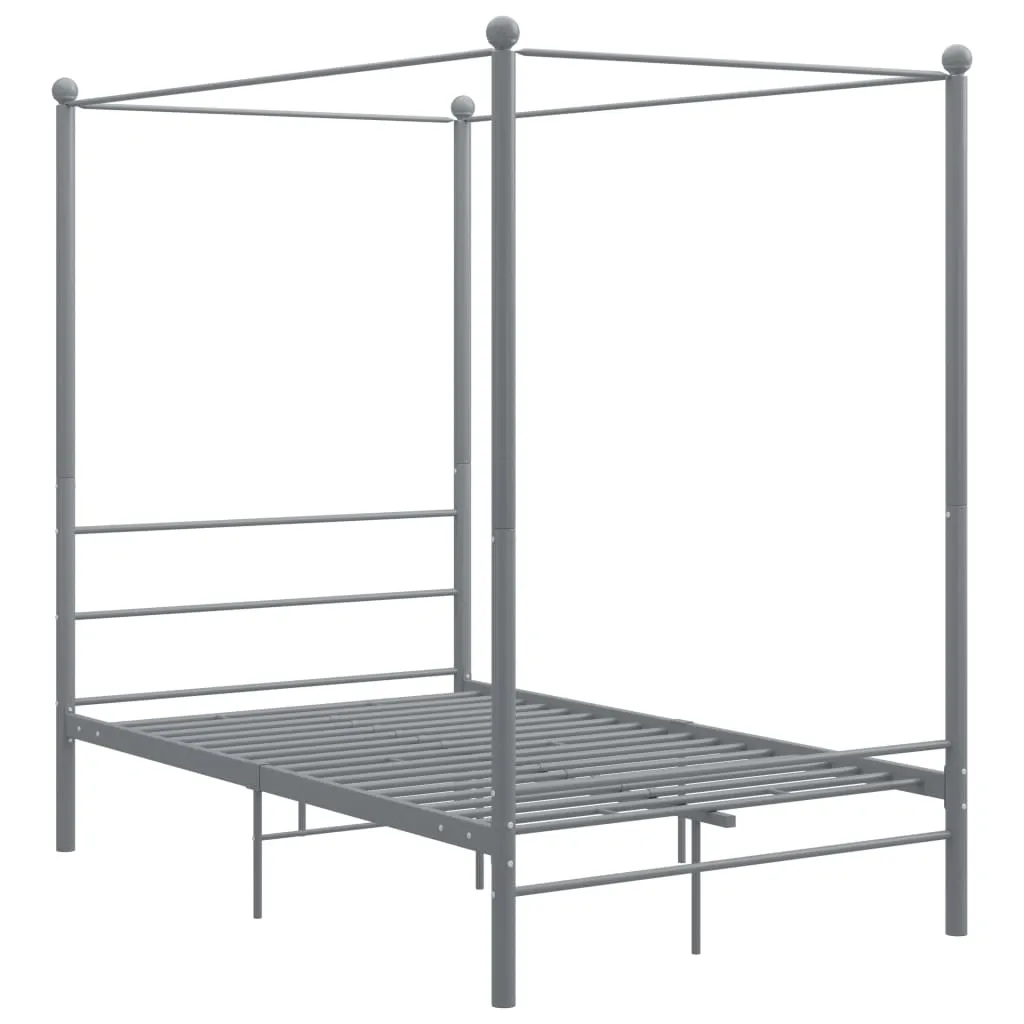 vidaXL Canopy Bed Frame without Mattress Grey Metal 140x200 cm