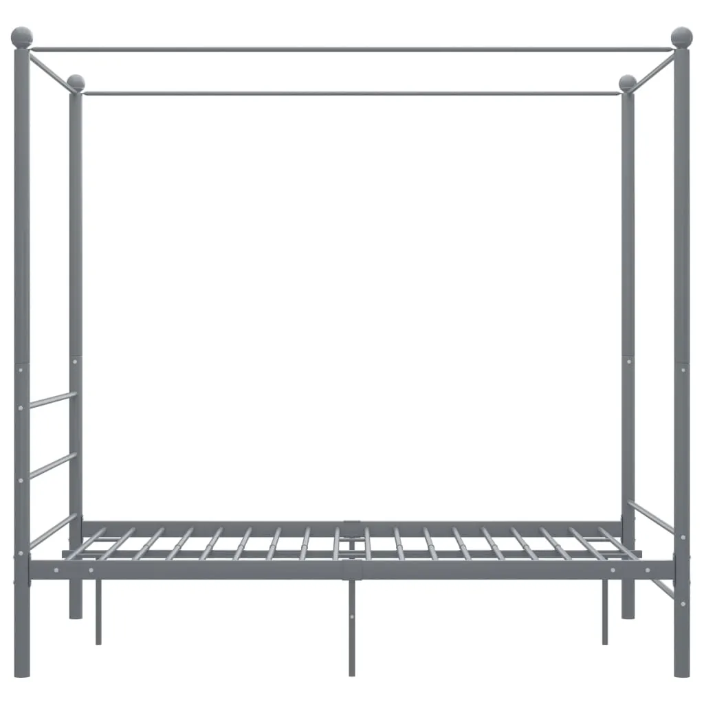 vidaXL Canopy Bed Frame without Mattress Grey Metal 140x200 cm