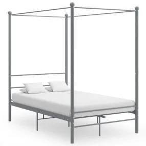 vidaXL Canopy Bed Frame without Mattress Grey Metal 140x200 cm