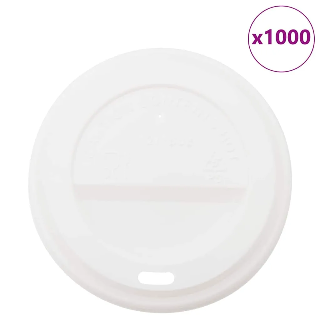 vidaXL Paper Coffee Cup Lids Ø90 mm 12oz and 16oz 1000 pcs White Plastic