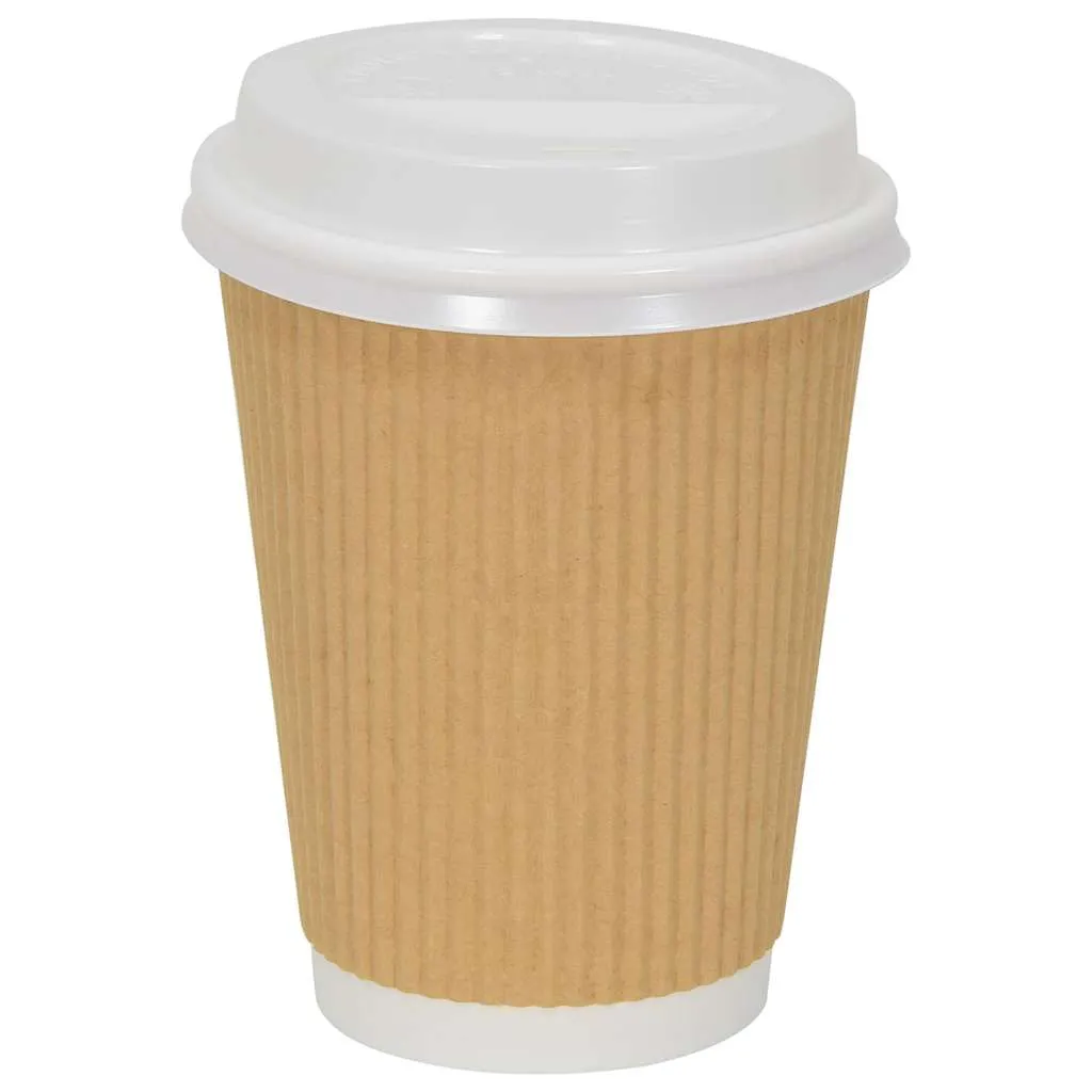 vidaXL Paper Coffee Cup Lids Ø90 mm 12oz and 16oz 1000 pcs White Plastic