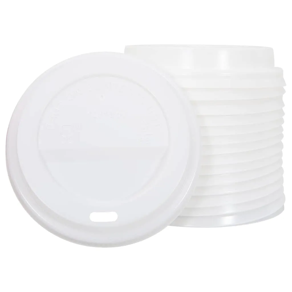 vidaXL Paper Coffee Cup Lids Ø90 mm 12oz and 16oz 1000 pcs White Plastic