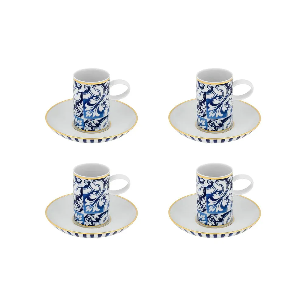 Vista Alegre Transatlântica Coffee Cup & Saucer, Set Of 4