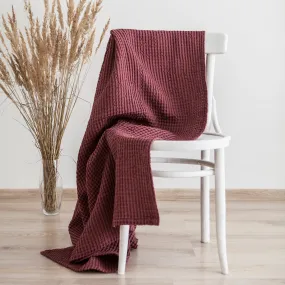 Waffle Bath Towel In Red Wine