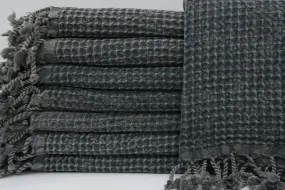 WAFFLE BLACK TURKISH TOWEL