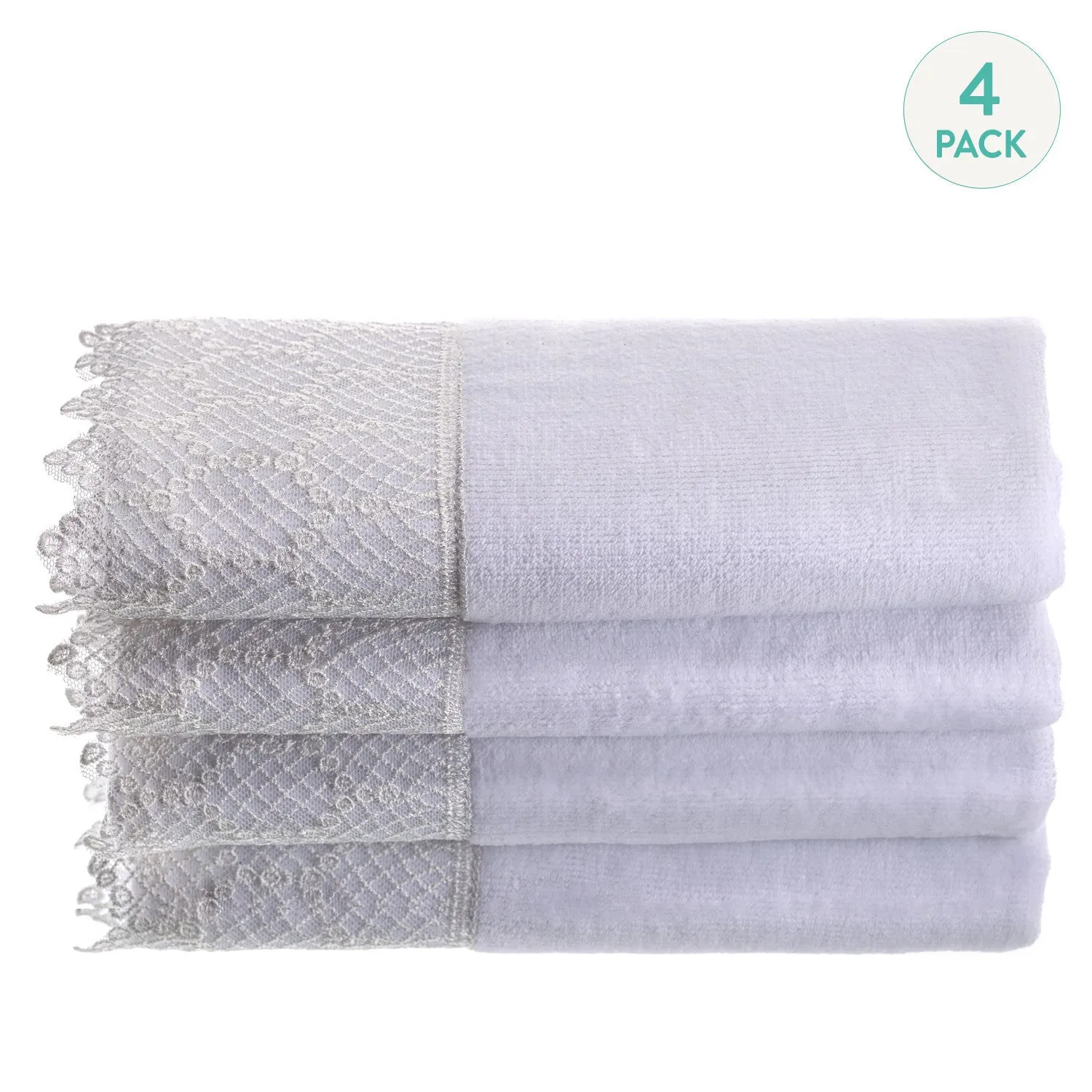 White Lace Towels - Set of 4  (Wholesale)