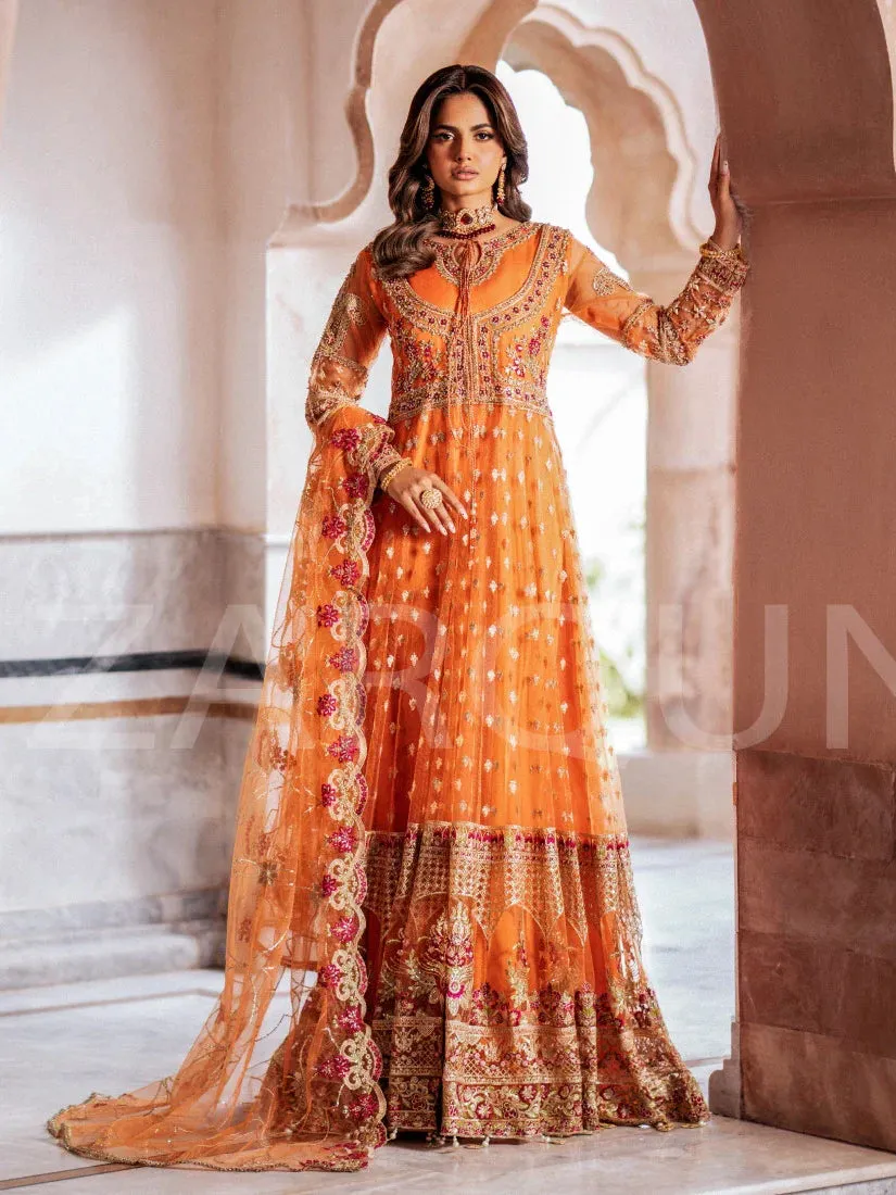 Zarqun Soft Net Embroidered Suit - Aura (2447A)