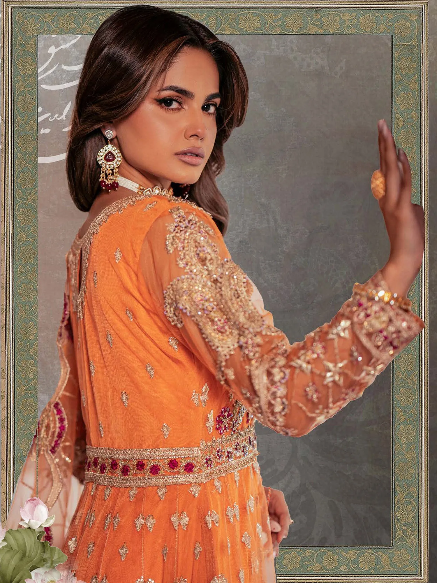 Zarqun Soft Net Embroidered Suit - Aura (2447A)